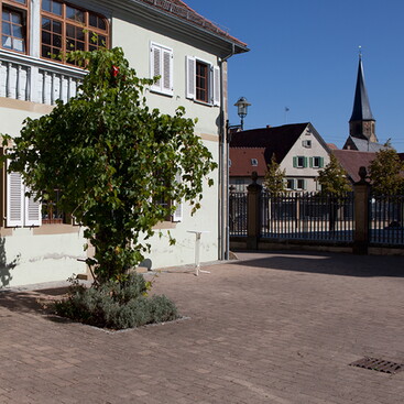 Museum Sophie La Roche und Vinothek, im Hintergrund die Cyriakuskirche